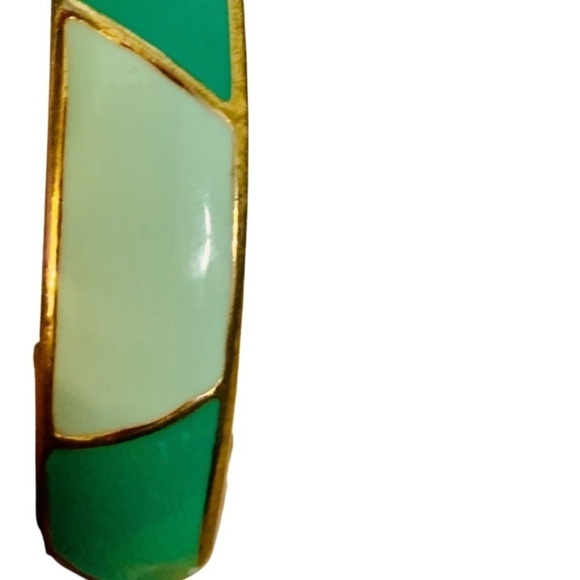 💜 3/25 Mint Green and Gold Tone Acrylic Bangle - Picture 1 of 6